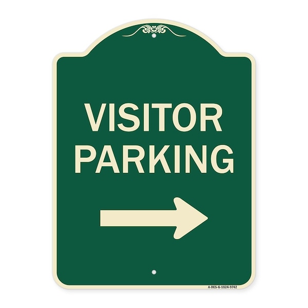 Designer Series-Visitor Parking With Right Arrow Green, 24" x 18", G-1824-9742